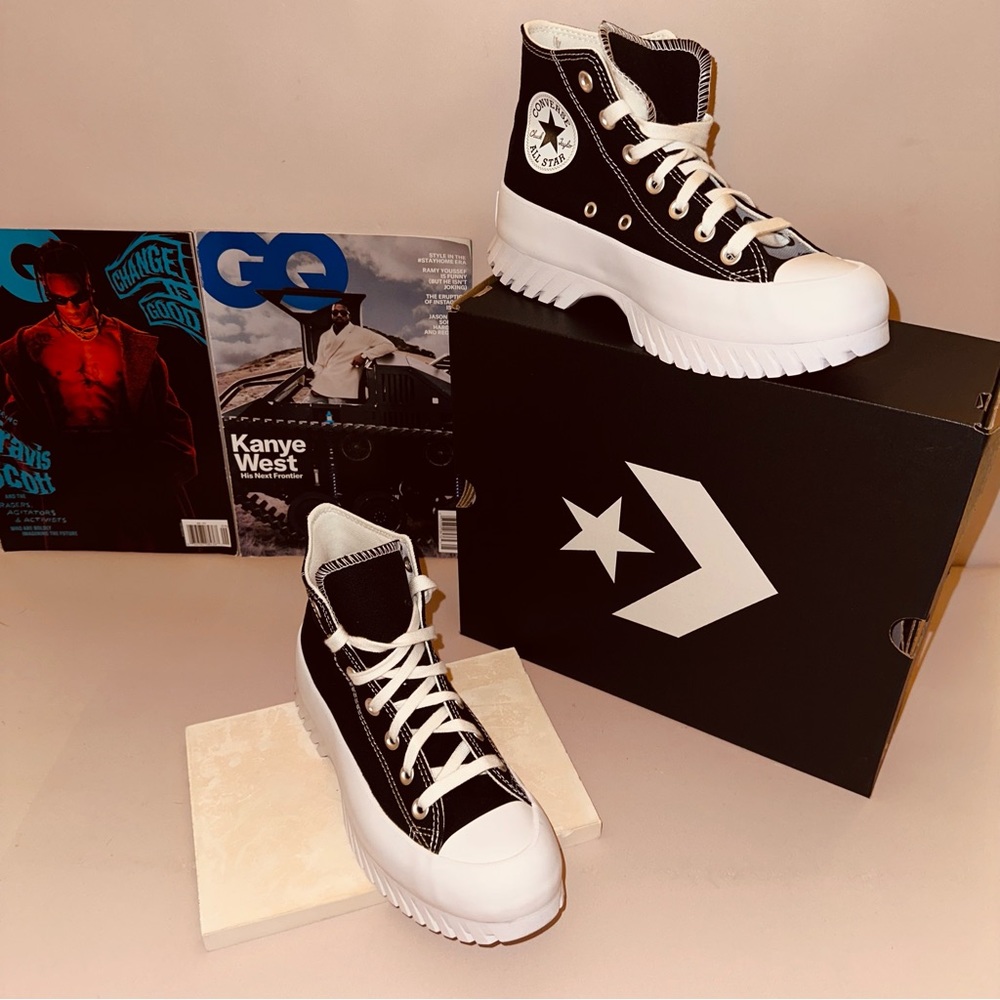 Converse Platform Lug Sole Black and White High Top Ankle Boots